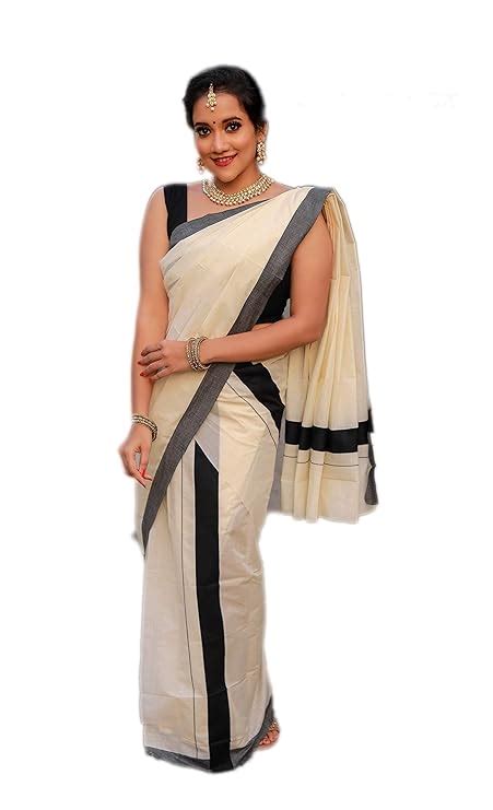 Buy Kerala Bygone Fashion Women's Kasavu Cotton Set Mundu Saree Without ...