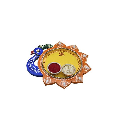 Order Online Family Rakhi Set with Chocolate and Wooden Pooja Thali