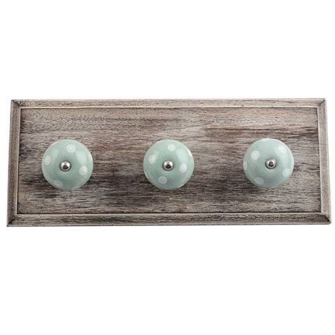 Sage Green White Dot Wooden Hooks