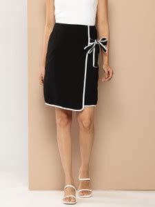 CHEMISTRY Striped Women Wrap Around Black Skirt - Buy CHEMISTRY Striped ...