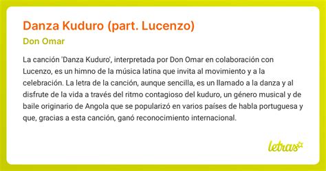 Significado de la canción DANZA KUDURO (PART. LUCENZO) (Don Omar ...