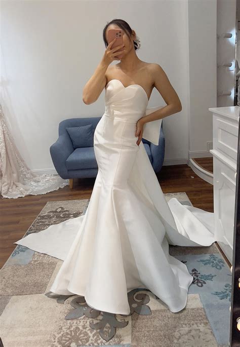 Chic Mikado Silk Wedding Dress With Detachable Bow Train, Sweetheart Neck Draping Bodice ...