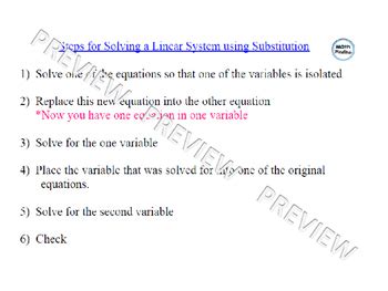Image result for Solving Systems of Linear Equations Using Substitution