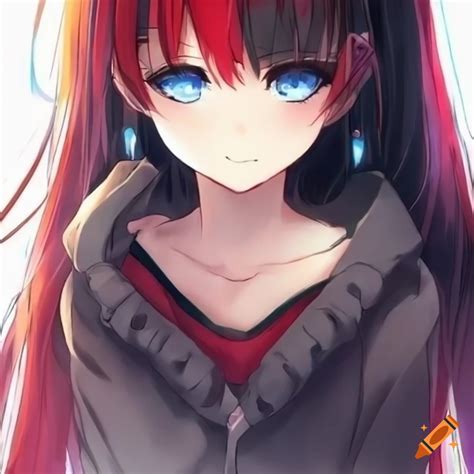 Anime Girl Eyes With Black And Red Hair