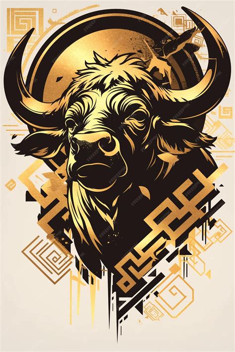 Premium Vector | Vietnamese water buffalo motifs with agricultural themes