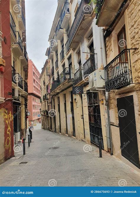 Historic Street in the Spanish City of Alicante without People ...