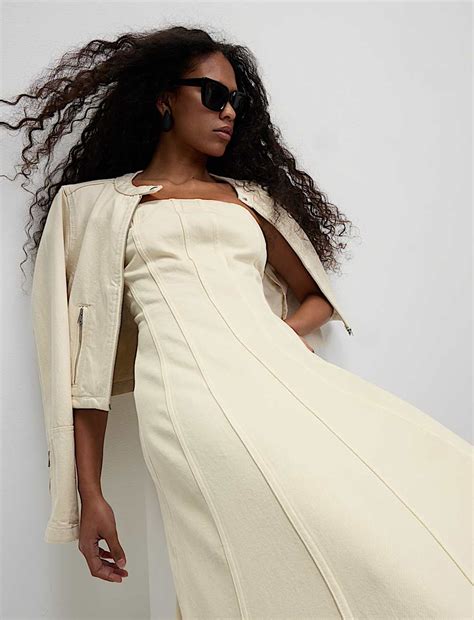 Buy Denim Bandeau Midi Skater Dress at Marks & Spencer