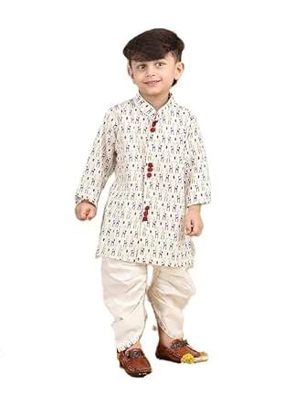 Buy POLKA TOTS Boy’s Cotton Full Sleeve Angrakha Kurta with Dhoti Set ...