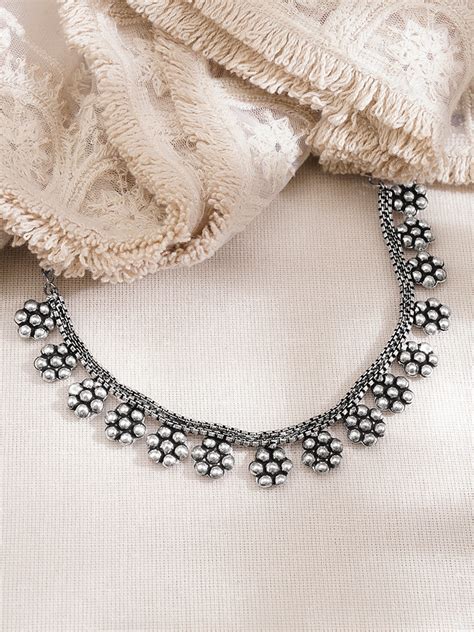 Vintage Oxidised Floral Statement Necklace – Rubans