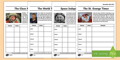 The Features of Newspapers Differentiated Worksheet / Worksheets