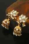 Buy Gold Plated Kundan Studded Lotus Jhumka Earrings by Noor Online at ...