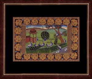 Splendid Indian Art Mughal Period Bird 'Persian Style Dansing Peacock ...