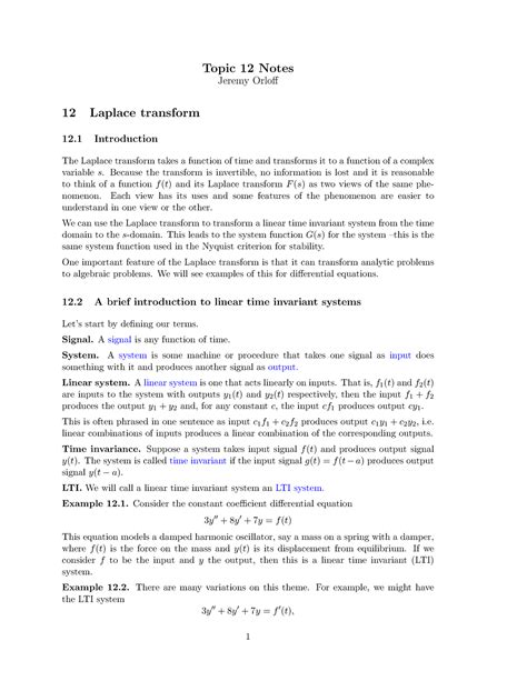 Laplace-transform - detailed notes on Laplace-transform - Topic 12 ...