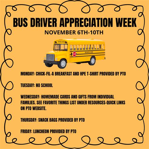 Bus Driver Appreciation Week — HPE PTO