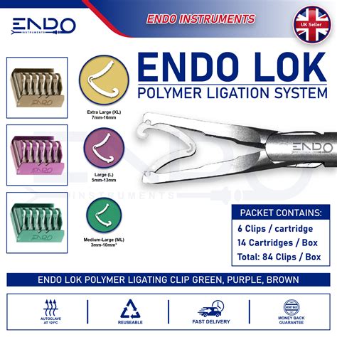 6 Clips X Endolok Polymer Ligation Clips Endo Lok Ligating Locking ...