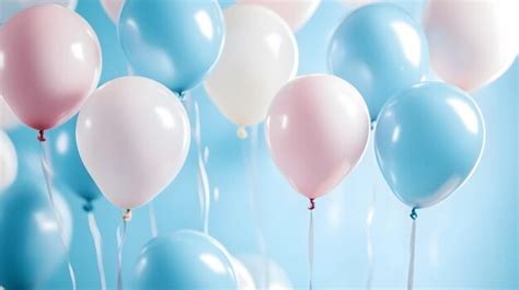 Blue and pink balloons floating in midair | Premium AI-generated image