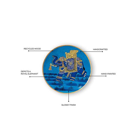 Buy ExclusiveLane Royal Elephant Hand-Painted Wall Plate Hanging Online