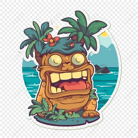 Cute Tiki Sticker For A Hawaiian Theme Clipart Vector,cute Stickers PNG ...