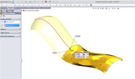 Image result for SolidWorks Sweep Feature Multiple Planes