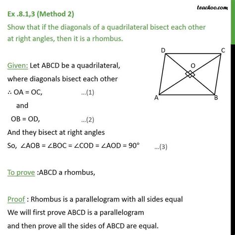 show that if the diagonals of a quardilateral bisect each other at ...