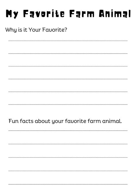 Printable preschool my favorite farm animal worksheet for kindergarten ...