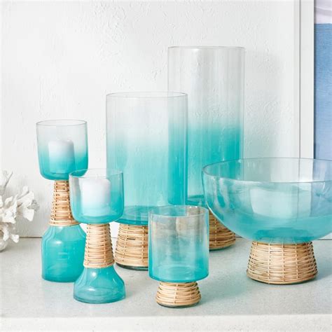 Buy Splendid Santorini Glass and Rattan Candle Holder from Home Centre ...