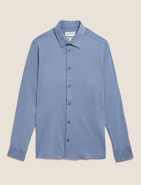 Buy Slim Fit Jersey Cotton Shirt at Marks & Spencer
