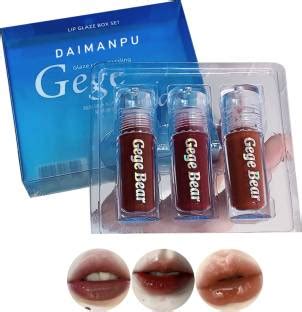 DAIMANPU GEGE Bear 3pcs Set Watery Mirror Lip Glaze – Moisturizing ...