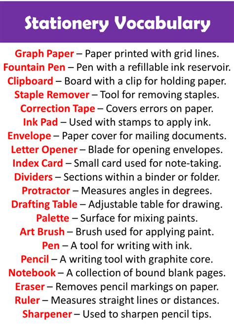 Stationery Words and Pictures 的图像结果