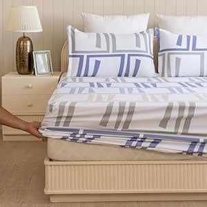 Buy HOMEMONDE 210 TC Premium Cotton Elastic Fitted Bedsheet for Double ...