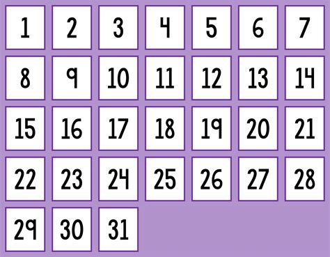 Free Printable Numbers For Calendar | Fanny Printable