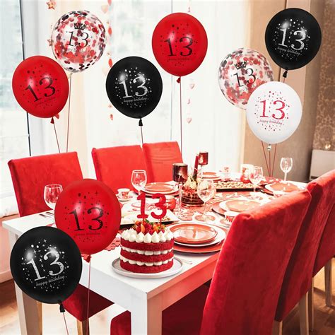 RUMIA 13th Latex Birthday Balloons - 16 Pcs Red & Black India | Ubuy