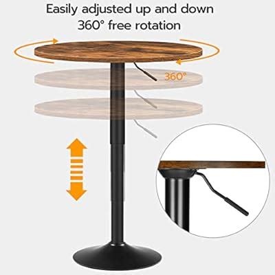 Buy HOOBRO Round Bar Table, Height-Adjustable Bar Table 27-35.4 Inches ...