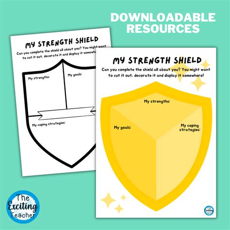 My Strength Shield: Positive Wellbeing & Goals Worksheet – Exciting ...