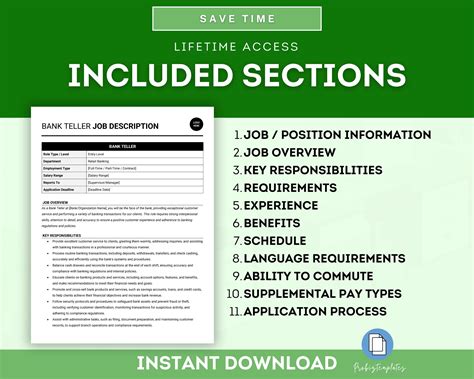 Bank Teller Job Description Template | ProBizTemplates