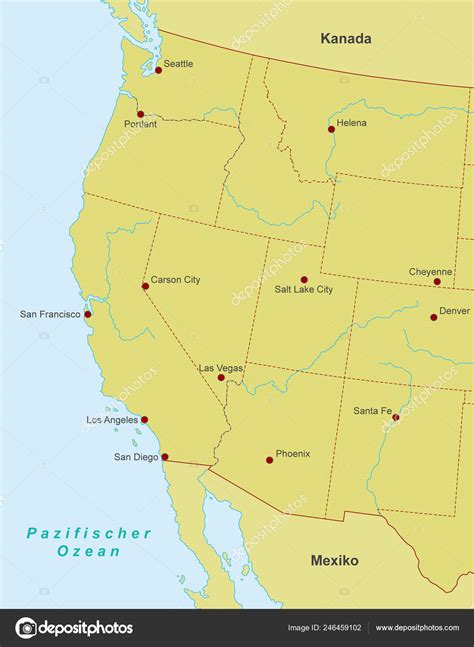 Map West Coast United States — Stock Vector © ii-graphics #246459102
