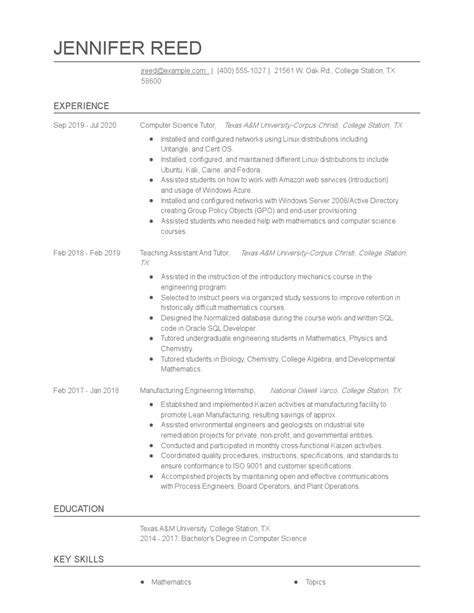 Image result for Computer Tutor Resume