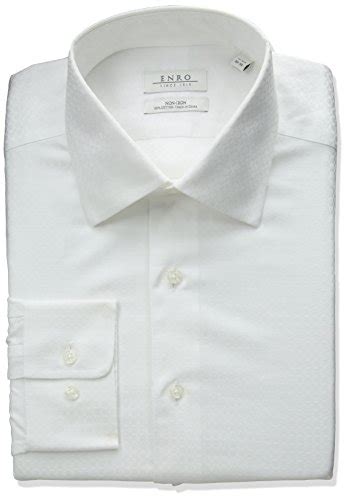 Enro Men's Classic Fit Spread Collar Texture Dobby Dress Shirt, White ...