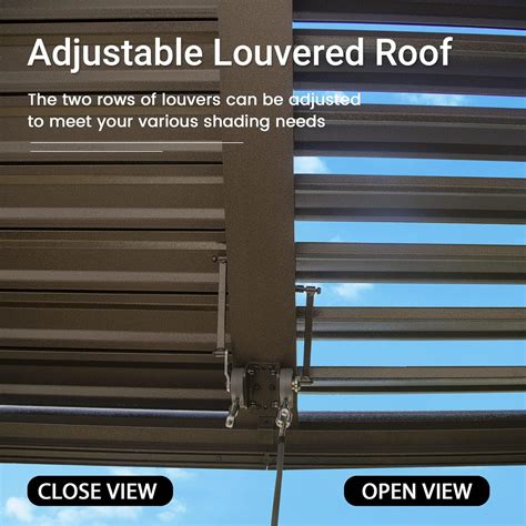 Domi outdoor living Domi 12x20FT Louvered Pergola, Aluminum Outdoor ...