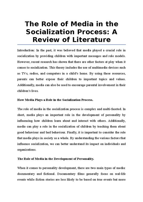 The Impact of Media on Socialization: A Literature Review - Studocu
