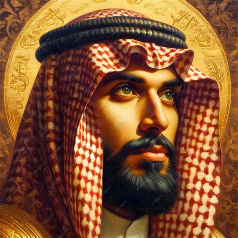 Premium Photo | A painting of a man Saudi Arabia with a black and white ...