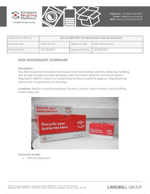 Fillable Online 009 (ERP UK Battery Box Risk Assessment) Fax Email ...