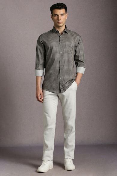 Buy Men Grey Print Full Sleeves Casual Shirt Online - 40020527 | Louis ...