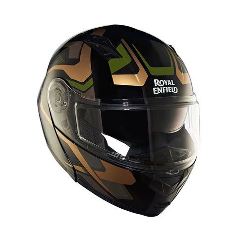 Royal Enfield Lightwing Modular Multi Rays Gloss Black Golden Helmet ...