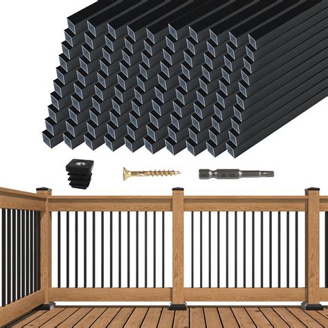 Snapklik.com : Muzata 100Pack 26"Aluminum Deck Balusters Square Black ...