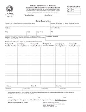 Fillable Online Indiana Department of Revenue Hazardous Chemical ...