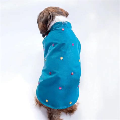 Buy 15 Furries Mirror Work Teal Blue Kurta For Dogs Online | Zigly