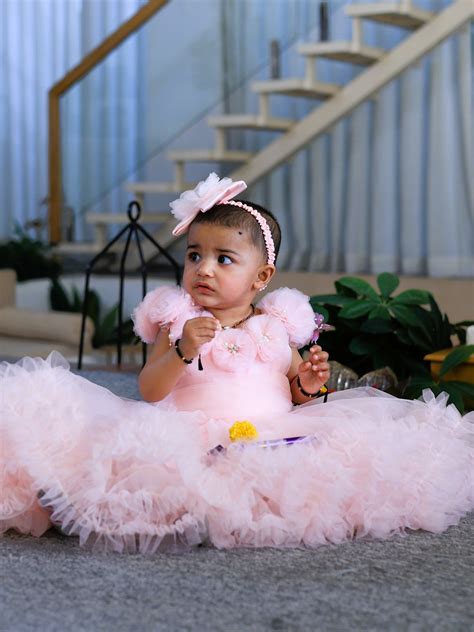 Pear Bear Butterfly Adorned Pink Trail Gown