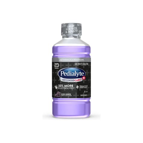 Pedialyte AdvancedCare Plus Electrolyte Drink, Iced Grape, 1 Liter ...