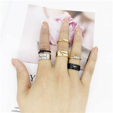Buy Matching Hollow Dinosaur Couple Open Rings Set,4Pcs Animal Dinosaur ...